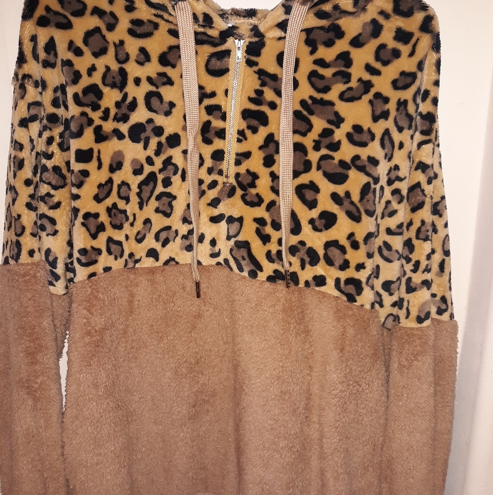 Cheetah print hoodie/ jacket zip up